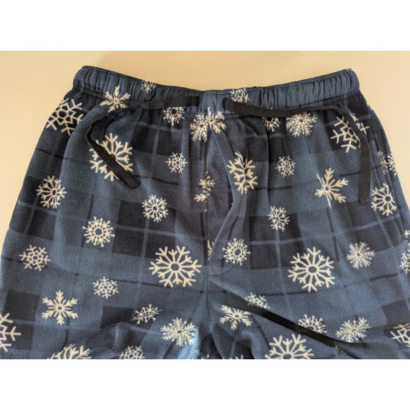 Stafford Pajama Pants Mens Sz M Fleece Snowflakes Blue Drawstring Waist - Picture 3 of 6